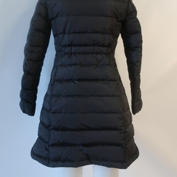 Moncler Flamme Giubbotto Black Zip Hooded Goose Down Midi Puffer Coat 0 US/XS - Picture 8 of 16